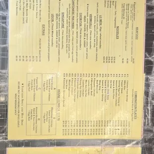 Other half of menu on counter.