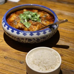 87. Braised Fish Filets w. Napa Cabbage &amp; Roasted Chili