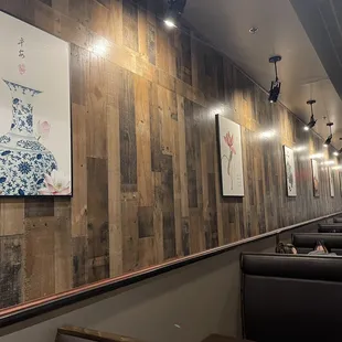 Inside restaurant: Booths and Table with Chairs