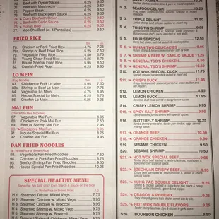 sushi and sashimi, menu