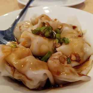 Pork wontons in chili oil. This was my favorite thing!