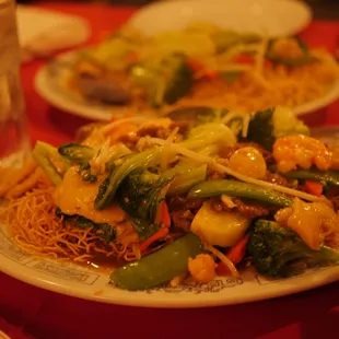 Potstickers Upsidedown Crispy Noodles