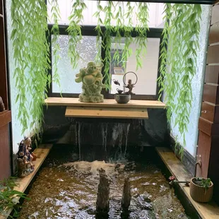 Relaxing water feature inside the restaurant