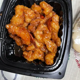 General Tao&apos;s chicken. It was okay, not spicy at all.