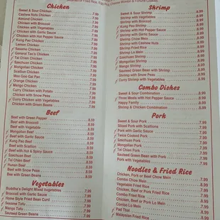 a menu for a restaurant