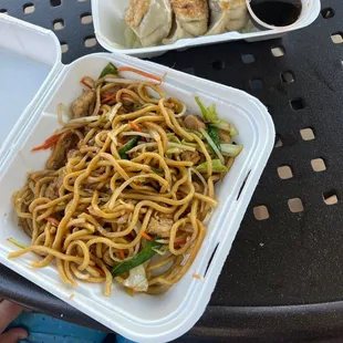 L17. Chicken Chow Mein Lunch Special and 3. Pot Sticker