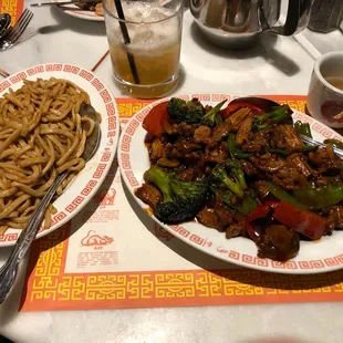 two plates of food on a table