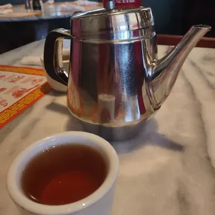 Hot tea included with lunch.