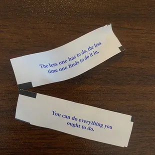 Le fortunes for the evening!