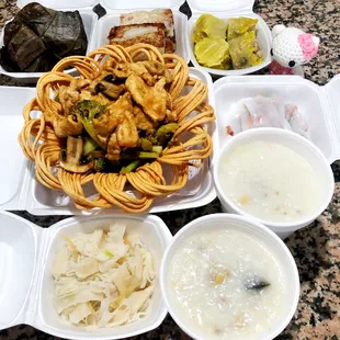 Dim sum and chicken noodle basket