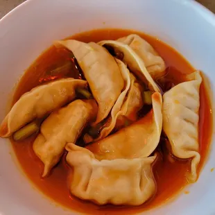 Spicy wontons. These seem like frozen pot stickers.