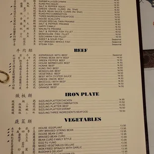 menu