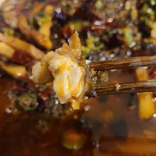 Close up of fish in 辣烤鱼 Spicy Roasted Fish