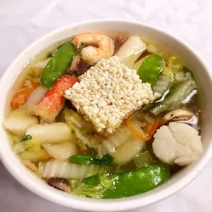 Seafood sizzling rice soup (for 2)