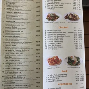 a menu for a restaurant