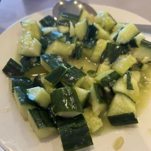 Cucumbers in garlic sauce