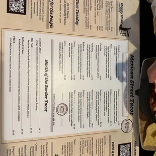a menu and a sandwich