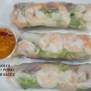 Spring Rolls (includes steam shrimp and pork) with dipping fish sauce or soy sauce or peanut sauce