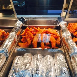 Breakfast burritos and the famous wedges!