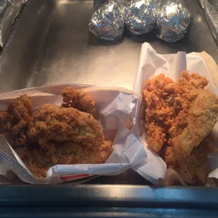 chicken wings and fried chicken, food