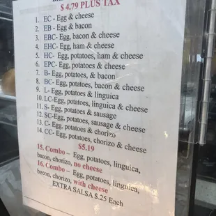 menu