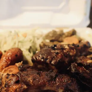 chicken wings and coleslaw