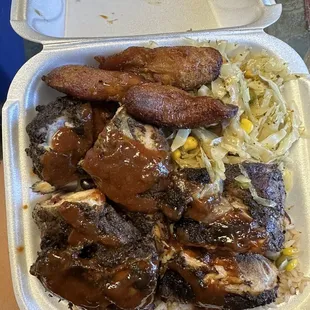 LG. Sweet Jerk Chicken with Plantains &amp; Cabbage.