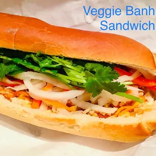 a veggie banh mix sandwich