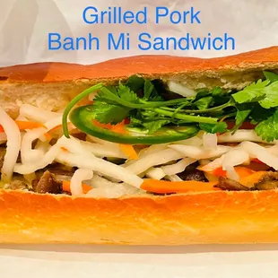grilled pork banh mih sandwich