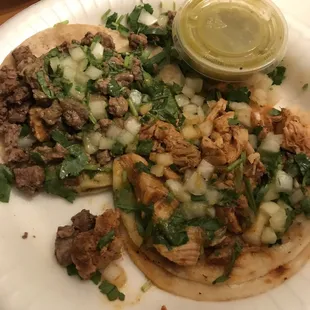 $1 taco Tuesday. Asada left and chicken right