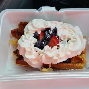 Liege waffle with mixed berries
