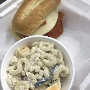 Plain Italian sub w pasta salad