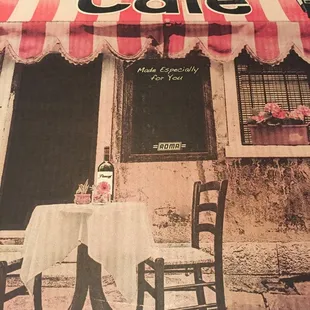 a table and two chairs