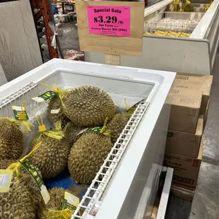 a bunch of durian fruit