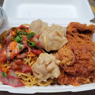 a take out container of food