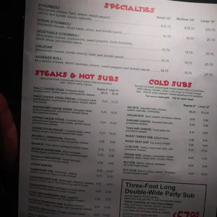 T&amp;M Menu
