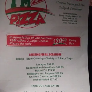 T&amp;M Menu