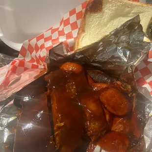 Ribs &amp; hot links.