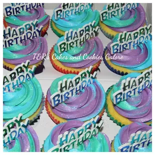 Rainbow Sparkle Birthday cupcakes