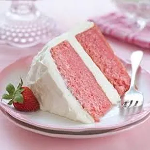 a slice of strawberry cake