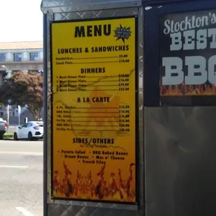 e shows the menu on the side of the trailer