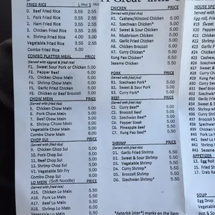 sushi and sashimi, menu