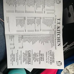 Current menu as of 10/25/2019