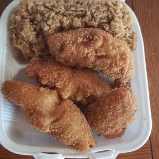 Garlic fried chicken &amp; fried rice