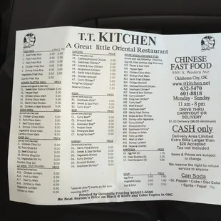 menu