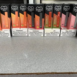 Puff Bars. We have 18 different flavors