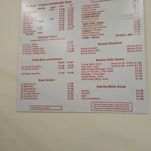 menu