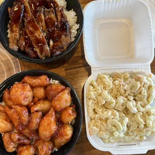 Lunch special teriyaki chicken &amp; Korean chicken with macaroni salad