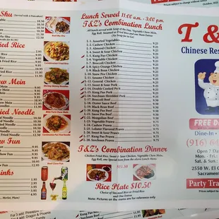 Menu located at front counter