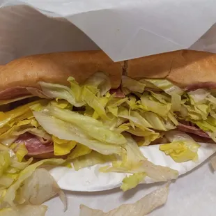 Small Italian Sub (added lettuce, tomato, pickles, banana peppers)